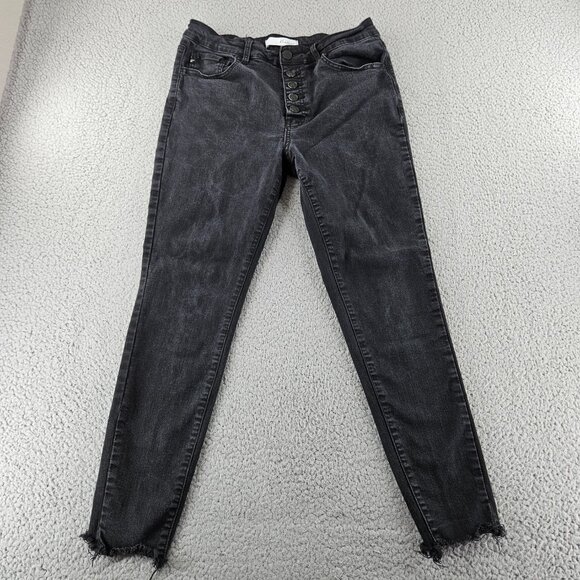 KanCan Jeans Womens 29 High Rise Skinny Button Fly Frayed Hem Denim - Picture 1 of 16
